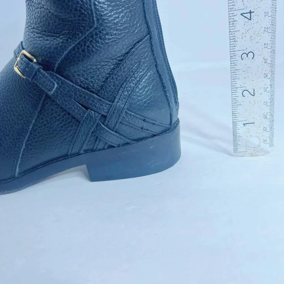 Cole Haan Pearlie Black Pebbled Leather Riding Boot With Buckle Women's Size 5.5 - Picture 7 of 11